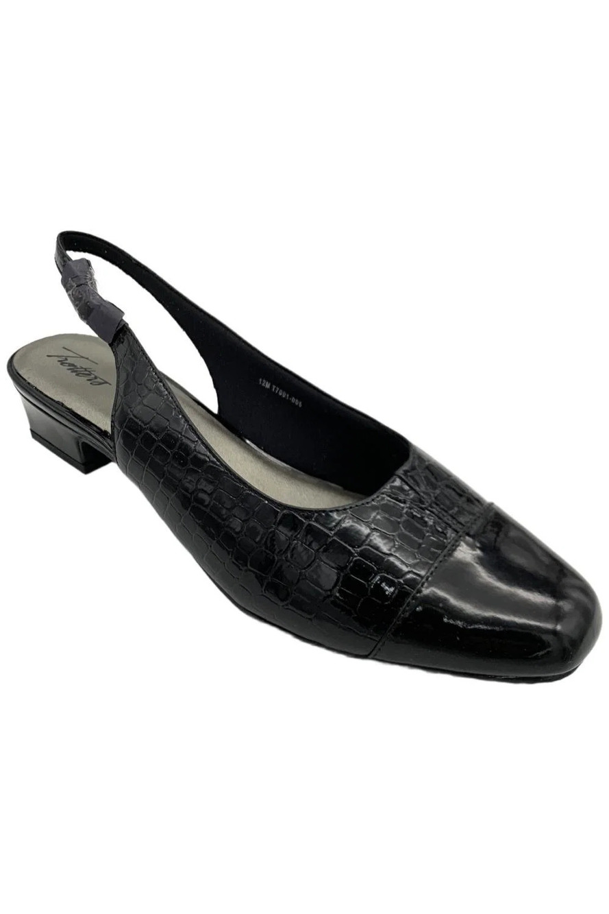 Trotters Women's DEA Wedged Pump Navy/Croc - Medium